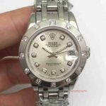 Copy Rolex Pearlmaster Datejust Ladies watch Silver Dial 12 Diamond Markers